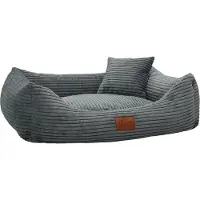 Merkloos Corduroy Hondenbed met Wasbare Hoes - Donkergrijs, XL 115x90