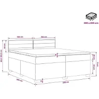 vidaXL Boxspringbed met matras en LED-verlichting, crème kleur, 200 x 200 cm, stoffen bekleding