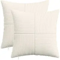 vidaXL Kussensloop 2 st ALMELO Crèmekleurig 50 x 50 cm corduroy