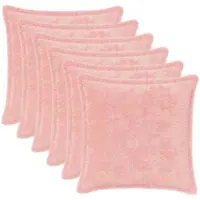 vidaXL Kussensloop 6 st HOUTEN Roze 35 x 35 cm Nep Konijnenbont