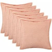 vidaXL Kussensloop 6 st HOUTEN Roze 55 x 55 cm Bouclé