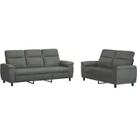 vidaXL Bankstel 2 pcs Donkergrijs Stof