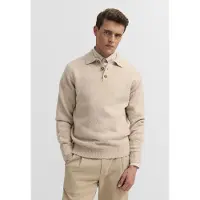 Bugatti Herren Poloshirt van wolmix met lange mouwen