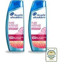 Head & shoulders 2 x - Anti-Roos Shampoo - Pure Intense - Grapefruit - 250 ml - Wasstrips - Anti-roos Shampoo - Vet Hoofd - Schone Hoofdhuid - Roosvrij Haar - Grapefruit Geur
