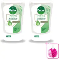 Dettol 2 x - Wasgel Navulling - Hydrate - Aloë Vera & Bamboe - 250 ml - Bulkverpakking - Handwasgel - Douchemop - Zeepdispensers