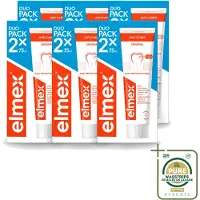 Elmex 6 x – Tandpasta – Anti-Cariës – 2x75 ml - Wasstrips - Tandpasta Tegen Gaatjes - Aminfluoride Tandpasta - Cariësbescherming - Tanden Versterken - Remineraliseren