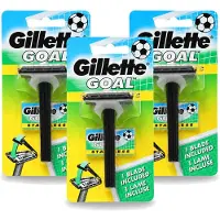Gillette 3 x - Goal - Scheerset - Stainless Steel - Duurzaam en scherp - 1 Scheermesje - Voordeelverpakking - 3 stuks