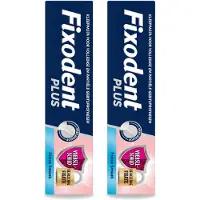 Fixodent 2 x Plus – Kleefcrème – Food Barrier – Frisse Smaak – 40 g - Voordeelverpakking - 2 stuks