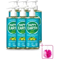 Happy Earth 6 x – Handzeep – 100% Natuurlijk Cedar Lime – 300 ml - Bulkverpakking - Natuurlijke handzeep - Douchemop - Vegan handzeep