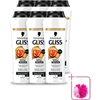 GLISS 6 x - Shampoo - Total Repair - Voor Intensief Haarherstel - 250 ml - Bulkverpakking - Haarkracht - Douchemop - Haarherstel
