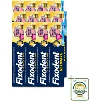 Fixodent 12 x – Kleefpasta – Ultimate Fresh – 40 g - Wasstrips - Kleefpasta - Kunstgebit - Fixatie - Voedselresten - Frisse Munt
