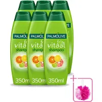 Palmolive 6 x - Shampoo - Fris Vitaal - Citrus - Ontspannend & Fris - 350 ml - Bulkverpakking - Shampoo voor haar - Douchemop - Citrus shampoo