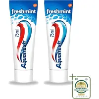 Aquafresh 2 x - Tandpasta - Freshmint 3-in-1 - Gezonde Tanden & Verfrissende Adem - 75 ml - Wasstrips - Tandpasta - Frisse Adem - Suikerzuurbescherming - Gaatjesbescherming - Tandvleesbescherming