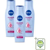 Nivea 3 x - Shampoo - Diamond Gloss - 250 ml - Grootverpakking - Vaatwasstrips - Diamanten Glans - Haar Verzorging - Haar Glans - Haar Verzorging - Haar Sterkte