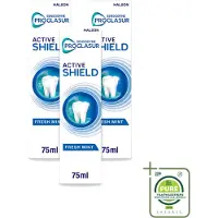 Sensodyne 3 x - Tandpasta - ProGlasur Active Shield - Fresh Mint - Frisse Munt - 75 ml - Grootverpakking - Vaatwasstrips - Tandpasta - Glazuurbescherming - Gaatjes - Suikerzuren - Cariës