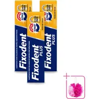 Fixodent 3 x Plus – Kleefpasta – Dual Power – 40 g - Bulkverpakking - Kleefpasta kunstgebit - Douchemop - Onverslaanbare bijtkracht