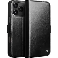 Qialino Geschikt voor iPhone 18 Pro Max / Geschikt voor iPhone 17 Pro Max hoesje - Leren bookcase - Magnetische sluiting - Zwart