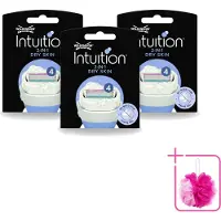 Wilkinson 3 x – Scheermesjes – Intuition Dry Skin Coconut Milk & Almond Oil – 3 Scheermesjes - Bulkverpakking - Scheermesje droge huid - Douchemop - Kokosmelk scheermesje