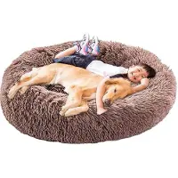 Sonstiges XXL hondenbed, orthopedisch, wasbaar, rond, huisdierenbed voor grote honden, antistress, knus, bruin