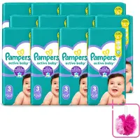 Pampers 12 x – Luiers – Active Baby Maat 3 – 54 Luiers - Bulkverpakking - Baby luiers - Douchemop - Droge nachten