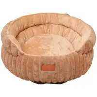 Sonstiges Hondenbed, donutvorm, pluche, huisdierenbed, kattenbed, zacht, warm, kameelkleur, 70 cm