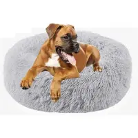 Sonstiges Donut-vormig huisdierenbed, zelfverwarmend, ademend, zacht, 100 cm, lichtgrijs