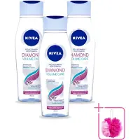 Nivea 3 x - Diamond Volume Care Shampoo - 250 ml - Bulkverpakking - Volume haar - Douchemop - Glans haar
