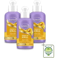 Andrélon 3 x – Leave-In Crème – Perfecte Krul – 200 ml - Grootverpakking - Vaatwasstrips - Krullen Verzorgen - Krullen Definiëren - Krullen Pluisvrij - Krullen Hyderaten - Kokosmelk Haar