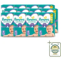 Pampers 12 x – Luiers – Active Baby Maat 4 – 46 Luiers - Wasstrips - Baby Luier - Baby Droog - Baby Luier Actief - Baby Luier 46 Stuks - Baby Luier 9-14 Kg