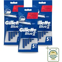 Gillette 3 x - Blue II - Wegwerpscheermesjes - Precisie & Comfort - 5 Scheermesjes - Wasstrips - Scheermesje - Wegwerpscheermesje - Blue Ii - Scheerresultaat - Scherpe Mesjes