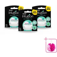 Wilkinson 3 x Intuition - Navulmesjes - 2 in 1 Sensitive Care - Voor Gevoelige Huid - 6 mesjes - Bulkverpakking - Gevoelige huid - Douchemop - Scheren