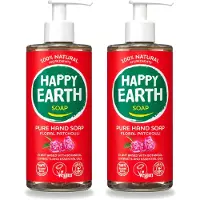 Happy Earth 2 x – Handzeep – 100% Natuurlijk Floral Patchouli – 300 ml - Voordeelverpakking - 2 stuks