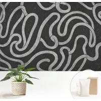 Wallfluent Fotobehang - Zwart Vliesbehang - 152x104 cm - Gedraaide Vormen Muurschildering - Gang behang Texturen - Fotobehang Vlies - Slaapkamer behang