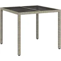 vidaXL Tuintafel, grijs, 90 x 90 x 75 cm, polyrotan