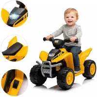 Vrooomy CAT Kinderquad Elektrisch, 6V (1-3 jaar) – Officieel gelicenseerd door Caterpillar, met LED-verlichting en claxon – Geel elektrisch kinderquad