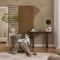 Coloray Vliesbehang - Beige Snellijm Behang - 208x146 cm - Geometrie Van Harmonie Muurschildering - Slaapkamer behang Achtergronden En Patronen - Fotobehang Vlies - Gang behang