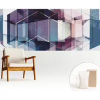 Wallfluent Fotobehang - Marine Vliesbehang - 250x104 cm - Geometrische Kubussen Fotobehang Vlies - Woonkamer behang Abstractie - Muurschildering - Woonkamer behang