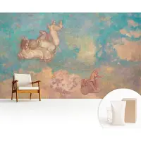 Wallfluent Fotobehang - Blauw Vliesbehang - 416x254 cm - Hemelse Pegasi Muurschildering - Slaapkamer behang Deel - Fotobehang Vlies - Slaapkamer behang