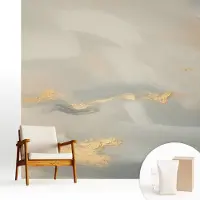 Wallfluent Fotobehang - Grijs Vliesbehang - 250x250 cm - Zachte Strepen Muurschildering - Gang behang Abstractie - Fotobehang Vlies - Slaapkamer behang