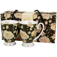 Duo Set van 2 Royal English Roses Black Mokken - Gouden Lijn