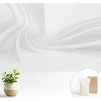 Wallfluent Fotobehang - Wit Vliesbehang - 104x70 cm - Golvende Lijnen Fotobehang Vlies - Woonkamer behang Abstractie - Muurschildering - Hal behang