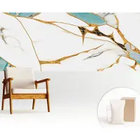 Wallfluent Fotobehang - Wit Vliesbehang - 250x104 cm - De Elegantie Van Marmer Fotobehang Vlies - Woonkamer behang Abstractie - Muurschildering - Woonkamer behang