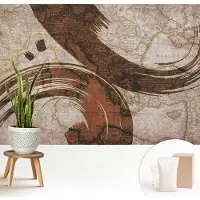 Wallfluent Fotobehang - Beige Vliesbehang - 208x146 cm - Artistieke Kaart Muurschildering - Slaapkamer behang Abstractie - Fotobehang Vlies - Slaapkamer behang