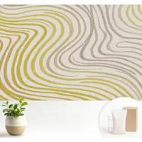 Wallfluent Fotobehang - Geel Vliesbehang - 104x70 cm - Vloeibare Elegantie Muurschildering - Gang behang Achtergronden En Patronen - Fotobehang Vlies - Slaapkamer behang