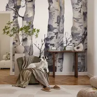 Coloray Vliesbehang - Grijs Snellijm Behang - 250x250 cm - Esdoornbos Muurschildering - Slaapkamer behang Bloemen En Planten - Fotobehang Vlies - Slaapkamer behang
