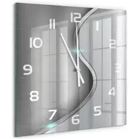 Tulup Wandklok - Metaalabstractie Wandklok Glas Decoratie - 60x60 cm - Zilver Gekleurde Glazen Klok - Witte handen - Vierkante Klok - Klok Glas Met Opdruk - Moderne Wandklok Glas