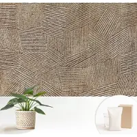 Wallfluent Fotobehang - Bruin Vliesbehang - 152x104 cm - Structurele Lijnen Muurschildering - Slaapkamer behang Achtergronden En Patronen - Fotobehang Vlies - Gang behang