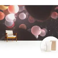 Wallfluent Fotobehang - Zwart Vliesbehang - 416x254 cm - Ruimteballen Muurschildering - Gang behang Kosmos - Fotobehang Vlies - Slaapkamer behang