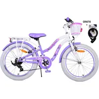 Kubbinga B.V. Lovely Kinderfiets - Meisjes - 20 inch - Paars - 7 versnellingen - Met gratis kabelslot