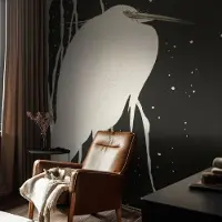 Coloray Vliesbehang - Wit Snellijm Behang - 152x104 cm - Wintervogel Fotobehang Vlies - Hal behang Dieren - Muurschildering - Woonkamer behang